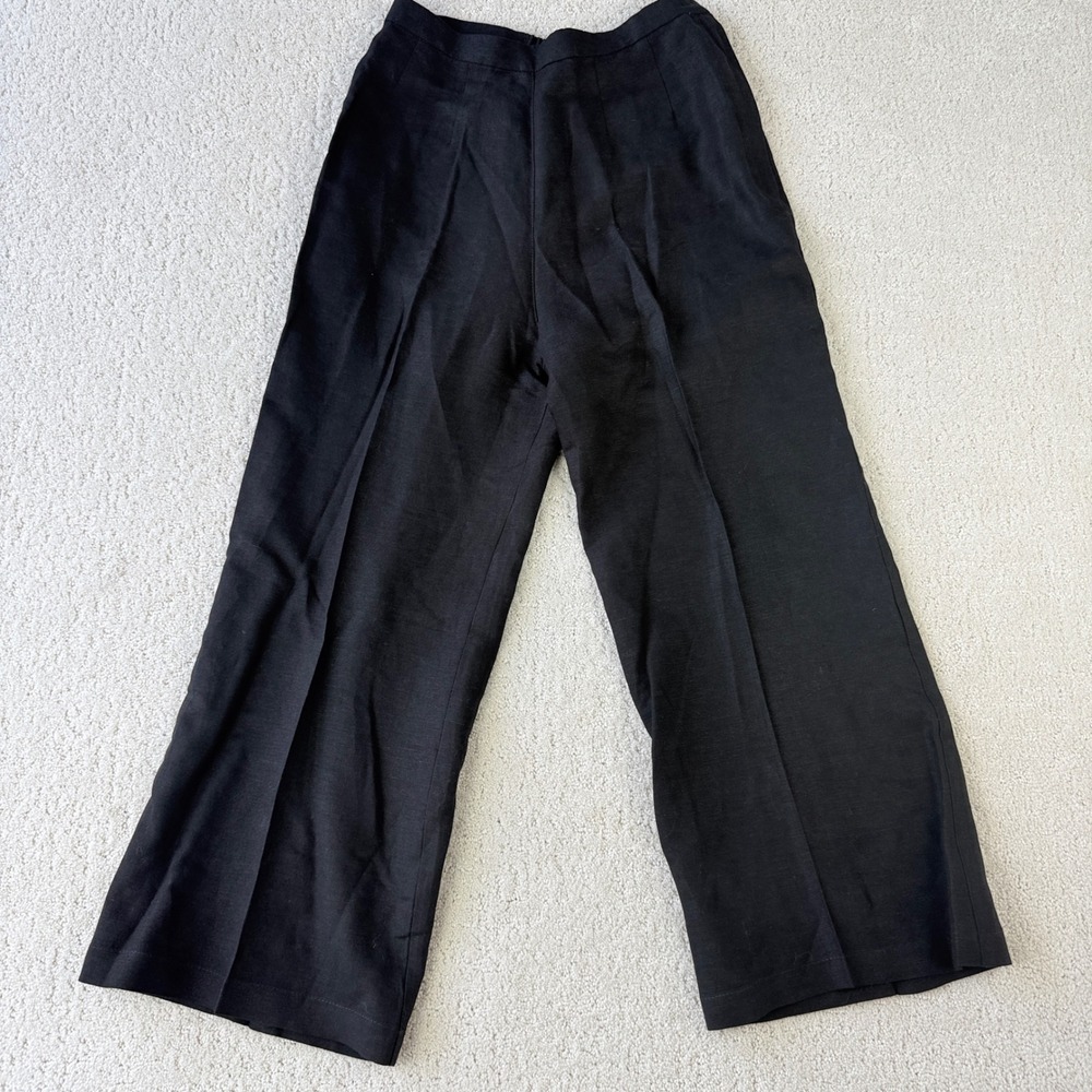 Emerson Fry Roma Pant Women XS Black Linen Blend High Waist Wide Leg NYC Made